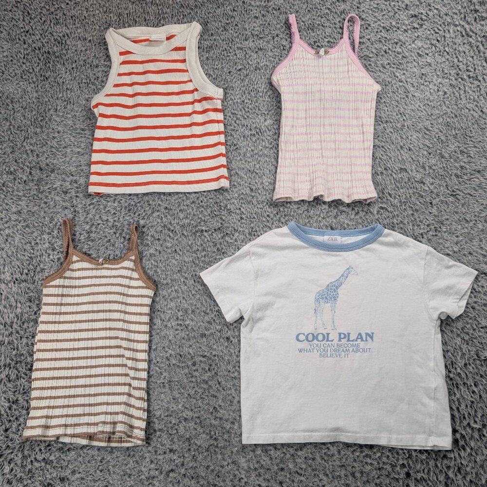 ZARA Shirts Girls 8-10 Assorted Tank Top x3 Graphic Tee 6-7 Play Casual Lot of 4